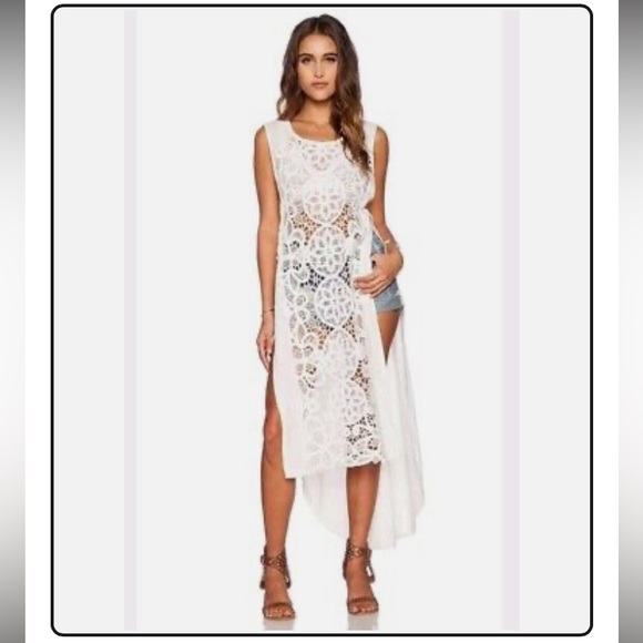 Free People Tops - FREE PEOPLE white crochet sleeveless boho top Size Large